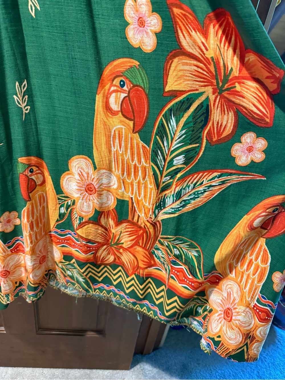 Green Floral Maxi Dress with Orange Accents - Picture 3 of 7